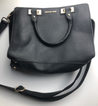Michael Kors Black Leather Medium Saffiano Handbag - $55.18