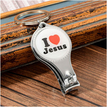 Key Chain I Love Jesus Nail Clipper Keychain Beer Opener Gift Religious - £10.38 GBP