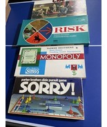board game Lot Of 4 Monopoly, Clue, Sorry,risk Vintage Set 70s/80s Nice Cib - $89.10
