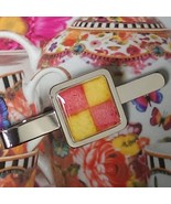 Unique! BATTENBERG TIE CLIP chrome CAKE battenburg YELLOW PINK retro MR ... - $10.12