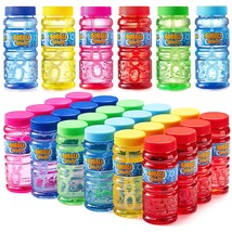 24 Pack Assorted Colors Bubble Solution Bottles With Wand (4 Oz) For Kid... - $35.99