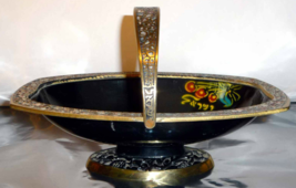 Vintage Ornate Brass and Enamel Fruit Basket Bowl - Made in Israel - £15.39 GBP