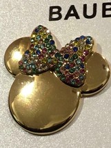 DISNEY x BAUBLEBAR Gold Tone Paved Gem Minnie Mouse Bow Earrings w/Gift ... - $38.60
