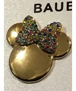 DISNEY x BAUBLEBAR Gold Tone Paved Gem Minnie Mouse Bow Earrings w/Gift ... - £30.17 GBP