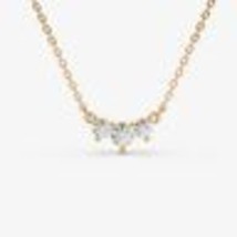 Classic 0.39CT 3-Simulated Diamond Past Present Future Necklace Yellow Gold Over - £52.56 GBP