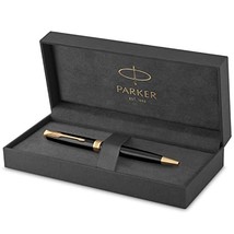 PARKER Sonnet Ballpoint Pen, Black Lacquer with Gold Trim, Medium Point Black In - $119.23