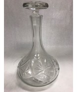 Flat Bottom Wine Decanter- Heavy Vintage Clear Cut Crystal Glass -Stopper - £39.65 GBP