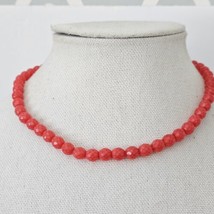 Vintage Red Faceted Glass Beaded Necklace - £16.24 GBP