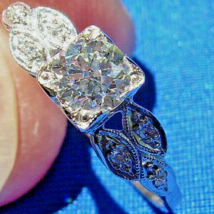 Earth mined Diamond Deco Engagement Ring 1920s era Vintage Platinum Solitaire - $4,745.25