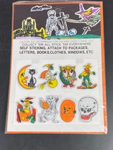 Puffy Halloween Stickers Vintage Made In Taiwan Witch Pumpkin Skull Cat Vtg - £15.29 GBP