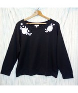 Style &amp; Co Womens XL Black Embroidered  Sleeve T-Shirt Top NWT - $94.41 MXN