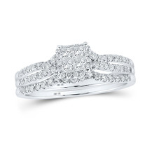 10kt White Gold Princess Diamond Bridal Wedding Ring Band Set 1/2 Cttw - £642.17 GBP