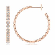 ANGARA 2.18 Ct Natural Diamond Round Hoops Earrings for Women in 14K Gold - £1,786.01 GBP