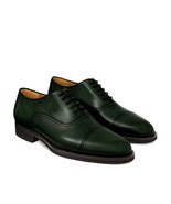 New Oxford Handmade Leather Dark Green  color Cap Toe Shoe For Men&#39;s - £125.07 GBP