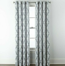 (1) JCPenney Home Casey Jacquard INDIGO BLUE 7313191 Grommet Curtain 50 X 84 - £40.47 GBP