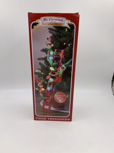 Mr. Christmas 90th Anniversay Tree Trimmers Light Up Elves on Ladder with Lights - $27.73
