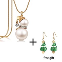 SINLEERY Cute Snowman Big  Pendant Long Necklace Chain For Women Fashion Jewelry - £12.76 GBP