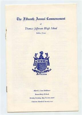Primary image for Thomas Jefferson High School 15th Annual Commencment Program Dallas Texas 1972