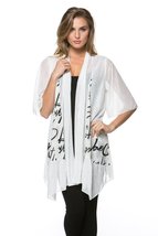 Women&#39;s 3/4 Flare Sleeve Sheer Print Casual Kimono Cardigan Cover Up Blo... - £34.39 GBP