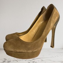 IVANKA TRUMP Women’s 7.5 Tan and Moss Suede Almond Toe Platform Heels $134 - $26.53