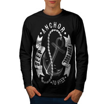 Anchor Your Soul Slogan Tee Deep Sea Men Long Sleeve T-shirt - £11.95 GBP