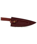 Prime Damascus Leather Knife Sheath-Stamped Snap Stitched - Fits 8.5&quot; Bl... - $711.96 MXN