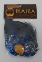 IKAIKA SMALL HAWAIIAN WARRIOR HELMET REPLICA BLUE FEATHERS CAR MIRROR DI... - $15.99