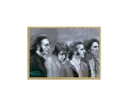 The Beatles (Blk &amp; Wht) Ringo John... Wood Kitchen Fridge Magnet 2.5 x 3.5 B86  - £4.60 GBP