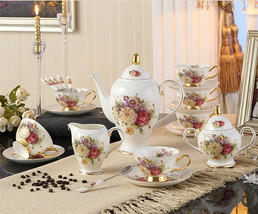 Full Service Tea/Coffee Set Finest Bone China Blossom Porcelain For Best Gift.! - £399.66 GBP