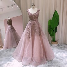 Beautiful Rose Pink Lace Princess Evening Gowns for Women Wedding Guest Party Dr - £436.44 GBP