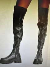 ASOS DESIGN Petite Kieran chunky flat over the knee boots in black Women... - £39.32 GBP