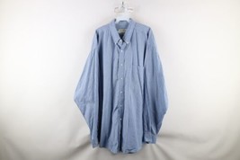 Vintage 90s Eddie Bauer Mens 2XLT Faded Striped Collared Button Down Shirt Blue - $49.45