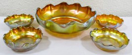 Louis Comfort Tiffany Iridescent Gold Favrile Ruffled Glass Nut Bowls 5 ... - $1,880.01