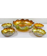 Louis Comfort Tiffany Iridescent Gold Favrile Ruffled Glass Nut Bowls 5 ... - $1,880.01