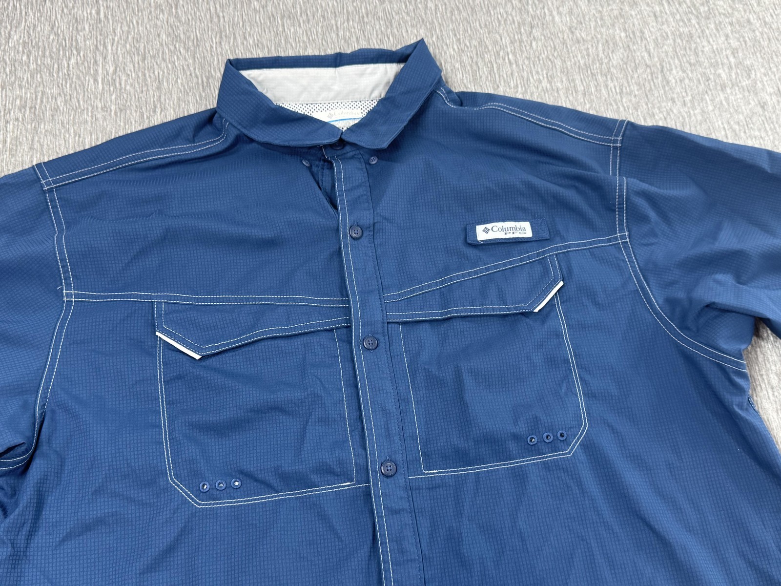 Columbia PFG Shirt Mens Extra Large Blue Omni-Shade Vented Fishing Short Sleeve Item image 2