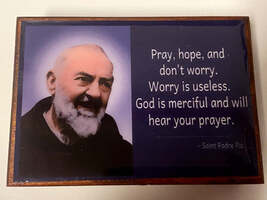 Padre Pio Wood Rosary Box with Rosary, New from Colombia - $42.03 CAD
