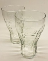 Coca Cola Drinking Glasses  Embossed Clear Glass Cola Bottle Shaped Lot ... - $9.87