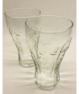 Coca Cola Drinking Glasses  Embossed Clear Glass Cola Bottle Shaped Lot ... - £7.76 GBP