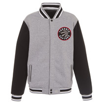 NBA Toronto Raptors Reversible Full Snap Fleece Jacket JHD 2 Front Logos Black - £95.69 GBP