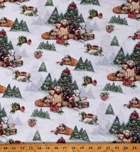 Cotton Christmas Dogs Puppies Winter Trees Gifts Fabric Print by Yard D502.69 - $9.95