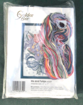 Golden Bee IRIS &amp; TULIPS Kit 60359 Counted Cross Stitch with Frame Vinta... - $9.49
