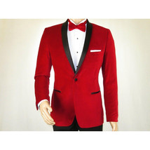 Mens Adolfo Velvet Dinner Jacket Shawl Satin Stage singer 3016J Christmas Red image 2