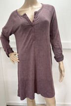 Z Supply Marled Henley TShirt Dress Large Burgundy Roll Tab Sleeve Comfy... - £31.32 GBP