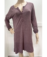 Z Supply Marled Henley TShirt Dress Large Burgundy Roll Tab Sleeve Comfy... - £31.87 GBP