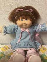 RARE Vintage Cabbage Patch Kid Girl Brown Cornsilk Hair Blue Eyes HM#15 1986 - £214.07 GBP