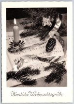 Vtg German Postcard Herzliche weihnachtsgrüße (Merry Christmas) Candle Music - £3.55 GBP