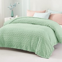 [Light Green] Fuzzy Fleece Fluffy Bed Blanket Queen Size - £35.17 GBP
