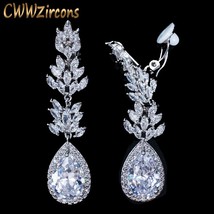 CWWZircons No Hole Pierced Ear Design Cubic Zirconia Crystal Pave Women Long Wat - £16.98 GBP