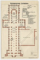 1924 Original Vintage Plan Of Peterborough Cathedral / England - £13.45 GBP