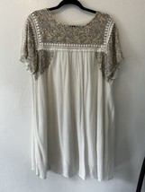 Cleobella Embroidered Mini Shift Dress Ivory Floral Anthropologie Size M... - $72.51